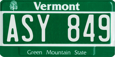 VT license plate ASY849
