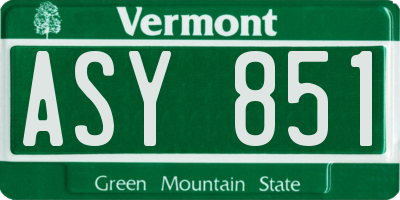 VT license plate ASY851
