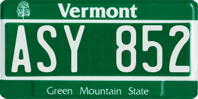 VT license plate ASY852