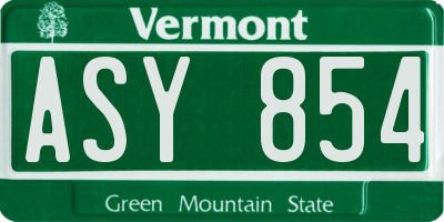 VT license plate ASY854