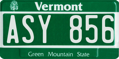 VT license plate ASY856