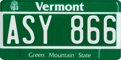 VT license plate ASY866