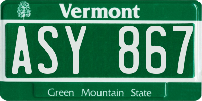 VT license plate ASY867