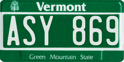 VT license plate ASY869