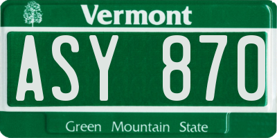 VT license plate ASY870