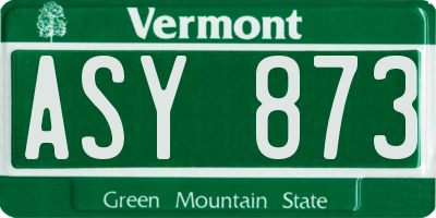 VT license plate ASY873