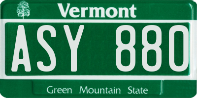 VT license plate ASY880