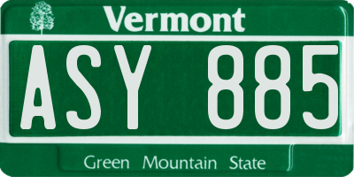 VT license plate ASY885