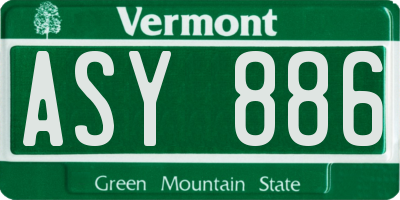 VT license plate ASY886