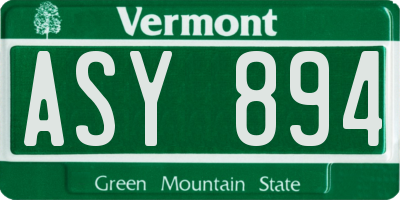 VT license plate ASY894