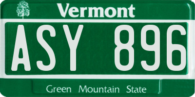 VT license plate ASY896