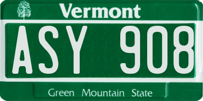 VT license plate ASY908