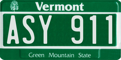 VT license plate ASY911