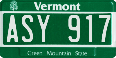 VT license plate ASY917