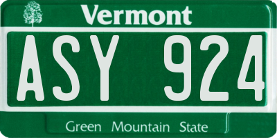 VT license plate ASY924
