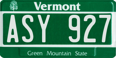 VT license plate ASY927