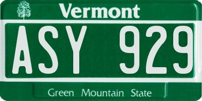 VT license plate ASY929