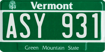 VT license plate ASY931