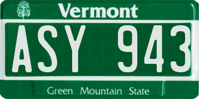 VT license plate ASY943