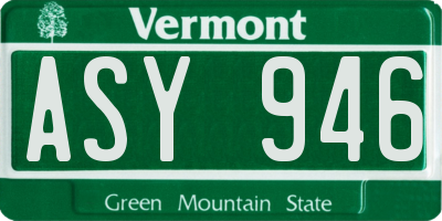 VT license plate ASY946