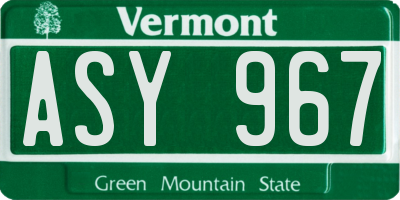 VT license plate ASY967