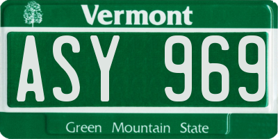 VT license plate ASY969