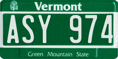 VT license plate ASY974