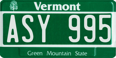 VT license plate ASY995