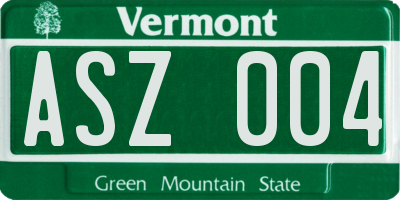 VT license plate ASZ004