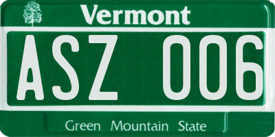 VT license plate ASZ006