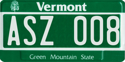 VT license plate ASZ008