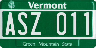 VT license plate ASZ011