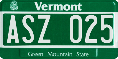 VT license plate ASZ025