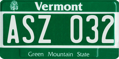 VT license plate ASZ032