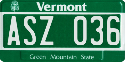 VT license plate ASZ036