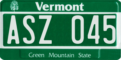 VT license plate ASZ045