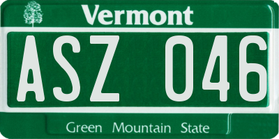VT license plate ASZ046