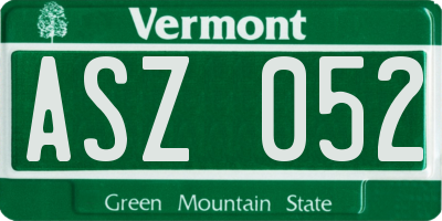 VT license plate ASZ052