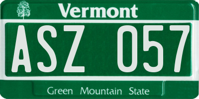 VT license plate ASZ057