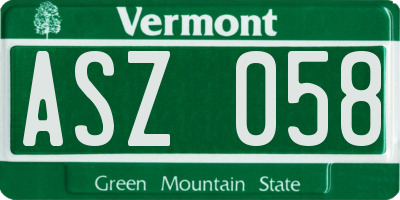 VT license plate ASZ058