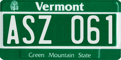 VT license plate ASZ061