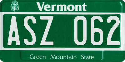 VT license plate ASZ062