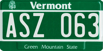 VT license plate ASZ063