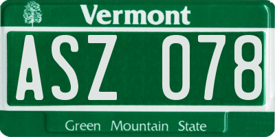 VT license plate ASZ078