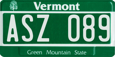 VT license plate ASZ089