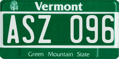 VT license plate ASZ096
