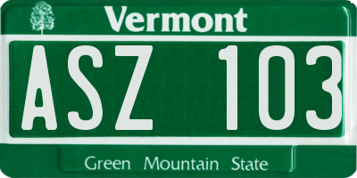 VT license plate ASZ103