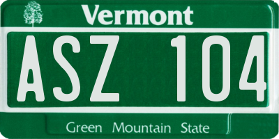 VT license plate ASZ104