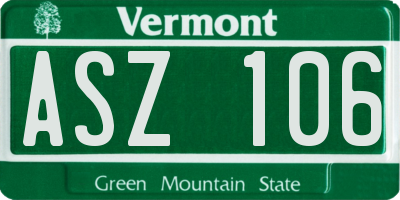 VT license plate ASZ106