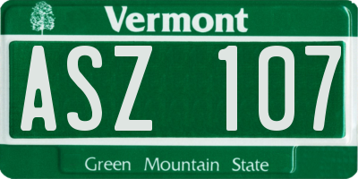 VT license plate ASZ107